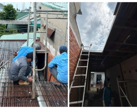 Công tác chuẩn bị đổ bê tông sàn giả – Công trình Bà Điểm Hóc Môn TPHCM