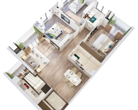 Thiết kế căn hộ 3 phòng ngủ đẹp, tiện nghi, tối ưu không gian