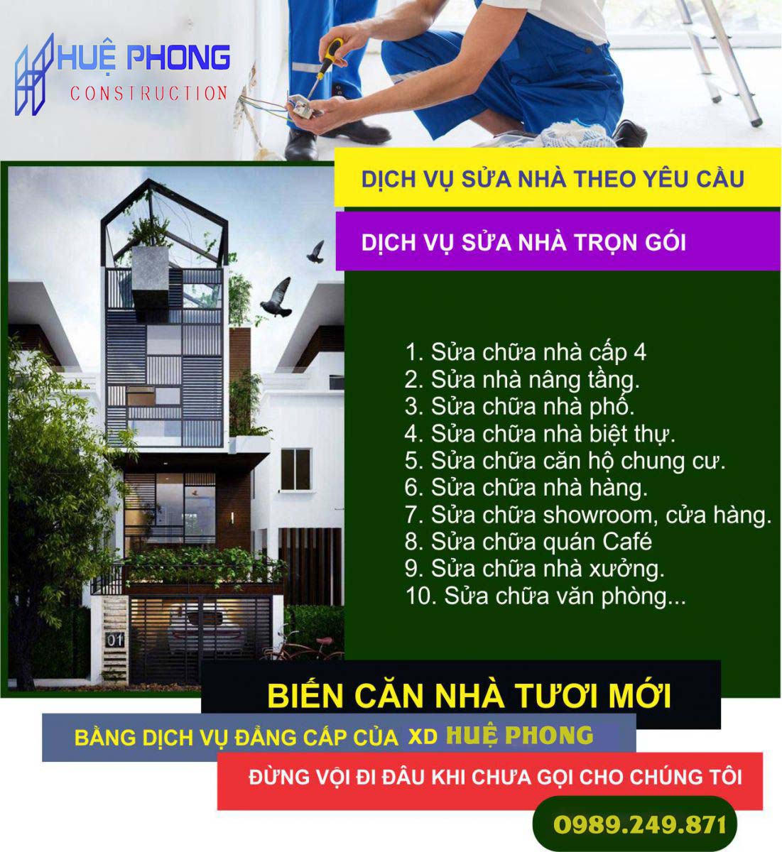 Hình ảnh, công trình sửa chữa nhà Xây dựng Huệ Phong đã thực hiện