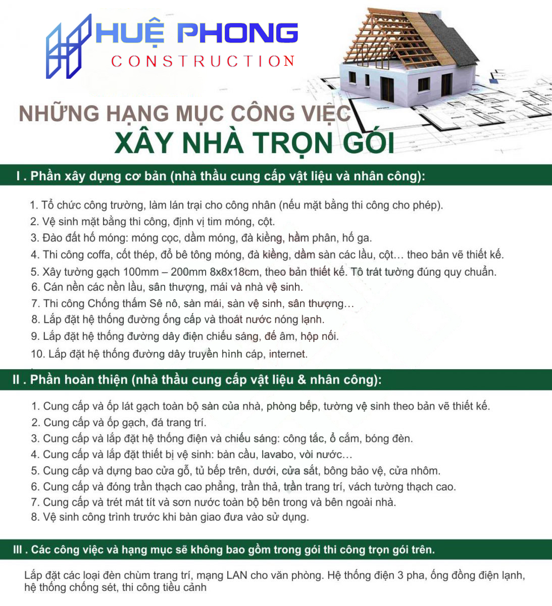 báo giá thi công nhà trọn gói