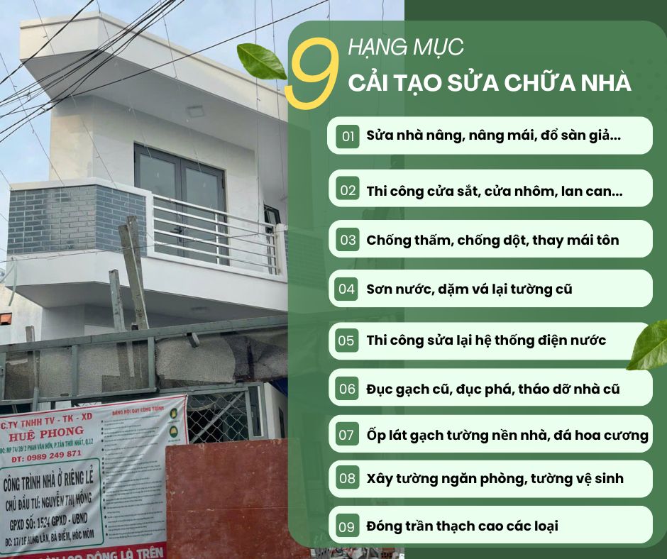 Báo giá sửa chữa nhà 2025